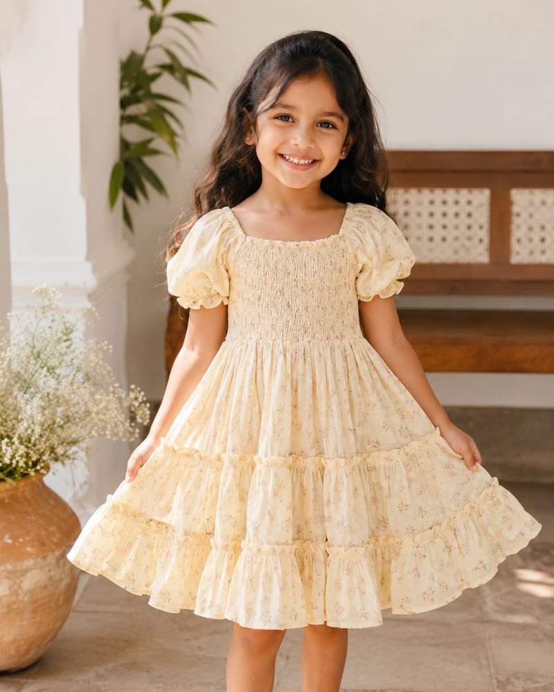 Buttercream Bloom - Hand-Smoked Dress