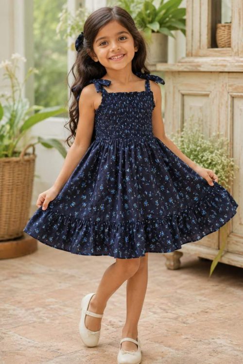 Little Blue Meadow – Hand-Smoked Dress