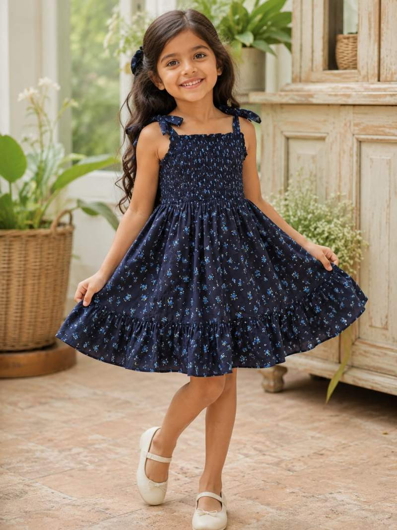 Little Blue Meadow - Hand-Smoked Dress